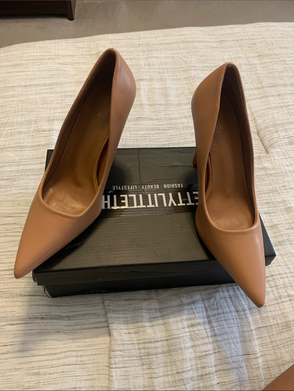 PrettyLittleThing Cognac Pointed Toe Stiletto Heels